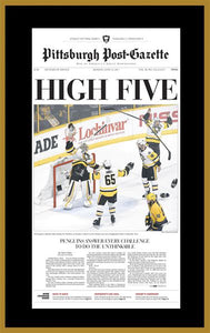 2017 Stanley Cup Post-Gazette Front Page Plaque | "High Five" | Pittsburgh Penguins
