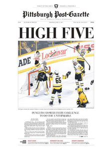 2017 Stanley Cup Post-Gazette Front Page Poster | "High Five" | Pittsburgh Penguins