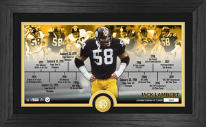 Jack Lambert Steelers Career Timeline Bronze Coin Pano Photo Mint