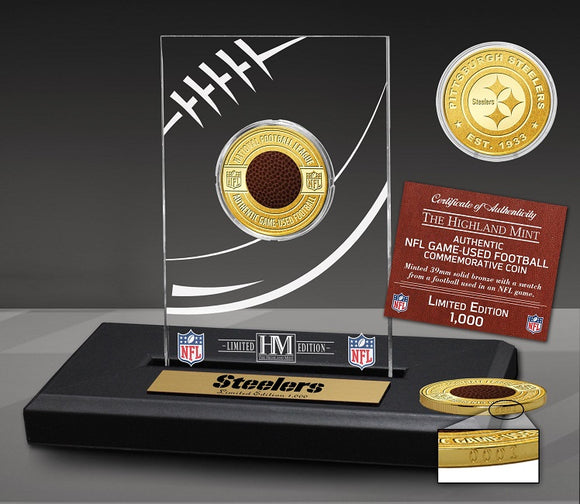 Pittsburgh Steelers Game-Used NFL Football Bronze Coin in Commemorative Display