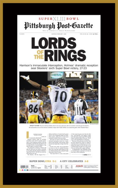 Super Bowl XLIII Front Page Plaque | Pittsburgh Steelers