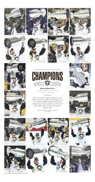 2016 Stanley Cup Commemorative Section Front Page Poster | Pittsburgh Penguins