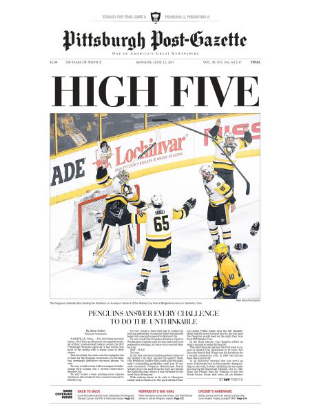2017 Stanley Cup Post-Gazette Front Page Poster | 