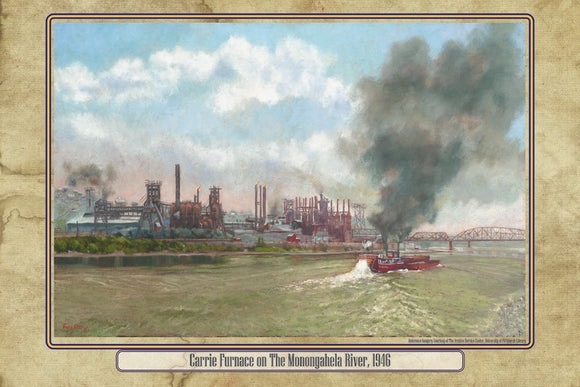 Carrie Furnace on the Monongahela River - 1946 (Poster) | Fritz Keck