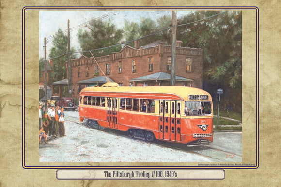 Pittsburgh Trolley #100 - 1940s (Poster) | Fritz Keck