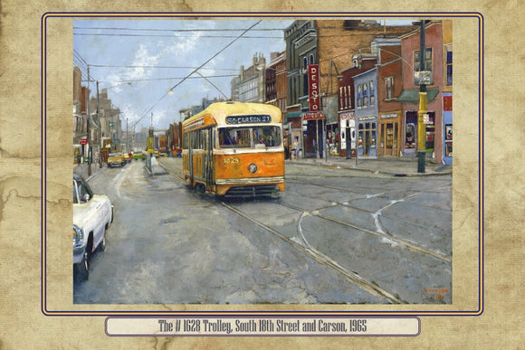 #1628 Trolley at South 18th and Carson - 1965 (Poster) | Fritz Keck